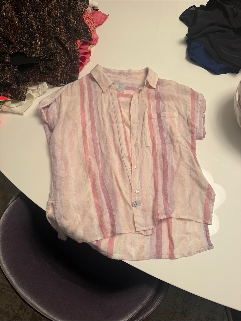 Rails Pink and Lavender Striped Button-Up Shirt